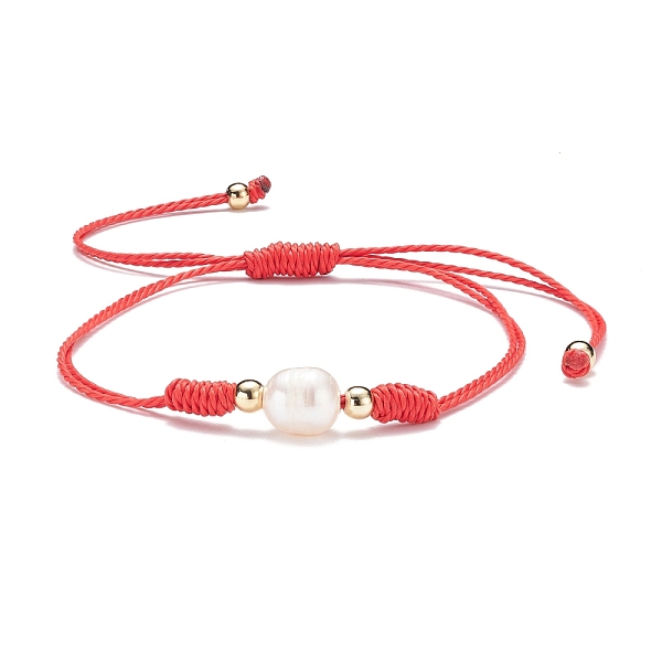 

PandaHall Natural Pearl Beads Bracelet, Friendship Adjustable Cord Bracelet for Her, Red, Inner Diameter: 1/2~3 3/4 inch(1.2~9.5cm) Pearl...