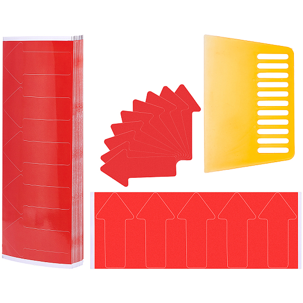 

PandaHall SUPERFINDINGS 240Pcs 2 Style Red Plastic Arrow Floor Stickers Arrow Sticker Directional Decals with Plastic Putty Knife Arrow..., Multicolor