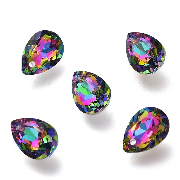 

PandaHall Glass Rhinestone Pendants, Back Plated, Faceted, Teardrop, Volcano, 11.5x8x5mm, Hole: 1.5mm Rhinestone Teardrop Multicolor