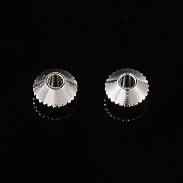 

PandaHall Silver Color Plated Brass Bicone Spacer Beads, Nickel Free, about 4mm in diameter, Hole: 1mm Brass Bicone
