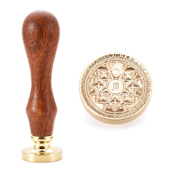 PandaHall Brass Wax Sealing Stamp, with Rosewood Handle for Post Decoration DIY Card Making, Twelve Constellations, Scorpio, 89.5x25.5mm...
