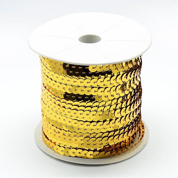 

PandaHall Plastic Paillette Beads, Sequins Beads, Ornament Accessories, Flat Round, Gold, 4mm, about 100yards/roll Plastic Flat Round Gold