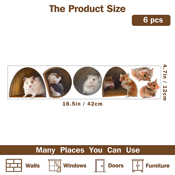 

PandaHall OLYCRAFT 3D Mouse Hole Theme Wall Sticker Mouse Wall Decal Peel Hamster PVC Wall Decoration Stickers Animal Delicate Design for...
