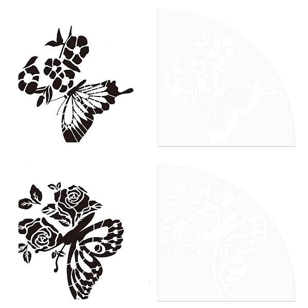 

PandaHall AHANDMAKER 2 Pcs Butterfly Flower Acrylic Sleeve Stencil, Plastic Painting Stencil Reusable Art Templates Print Template Reusable...