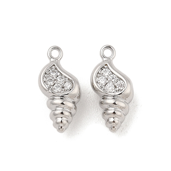 

PandaHall Brass Micro Pave Clear Cubic Zirconia Charms, Conch Charm, Platinum, 14x7x5mm, Hole: 1.2mm Brass+Cubic Zirconia Others Clear