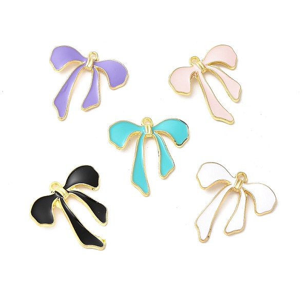 

PandaHall Alloy Enamel Charms, Cadmium Free & Nickel Free & Lead Free, Golden, Bowknot Charm, Mixed Color, 26.5x26x3.8mm, Hole: 1.5mm..., Multicolor