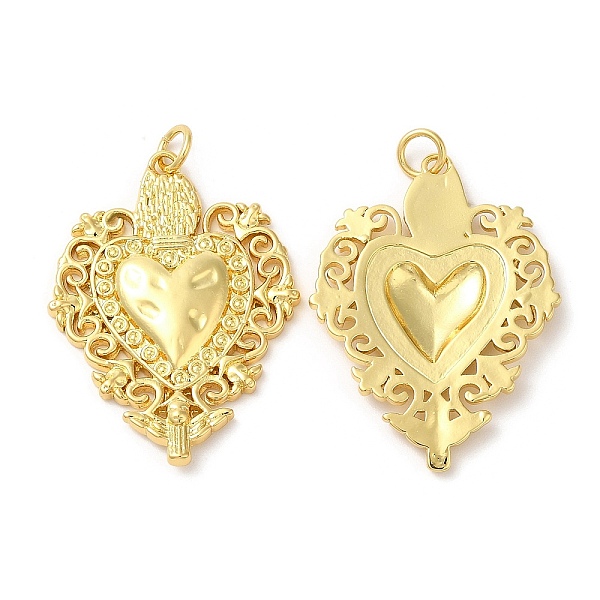 

PandaHall Eco-Friendly Brass Pendants, with Jump Ring, Lead Free & Cadmium Free, Heart Charm, Real 18K Gold Plated, 33x24.5x3mm, Hole: 3mm...