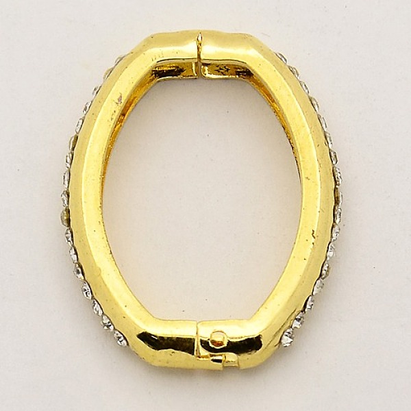 

PandaHall Shortener Clasps, Brass Crystal Rhinestone Twister Clasps, Oval Ring Clasps, Golden, 26x21x4mm Brass
