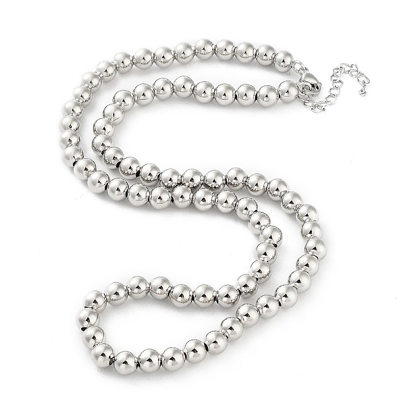 

PandaHall Brass Beaded Necklaces, Long-Lasting Plated, Cadmium Free & Lead Free, Platinum, 17.56 inch(446mm), Beads: 6mm Brass