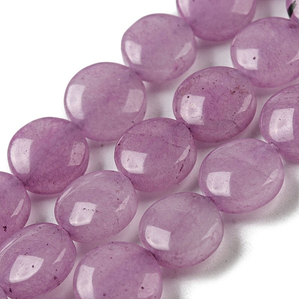

PandaHall Natural White Jade Beads Strands, Dyed, Flat Round, Plum, 8x4mm, Hole: 0.5mm, about 48pcs/strand, 15.35''(39cm) White Jade Flat..., Purple