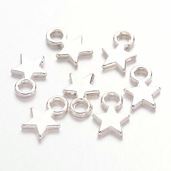 

PandaHall Tibetan Style Alloy Charms, Christmas Star, Cadmium Free & Nickel Free & Lead Free, Silver, 10x8x1mm, Hole: 2mm Alloy Star