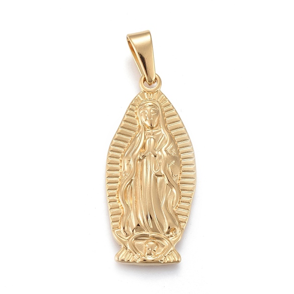 

PandaHall 304 Stainless Steel Lady of Guadalupe Pendants, Miraculous Medal, Virgin Mary, Golden, 40x18x3.5mm, Hole: 4.5x9mm 304 Stainless...