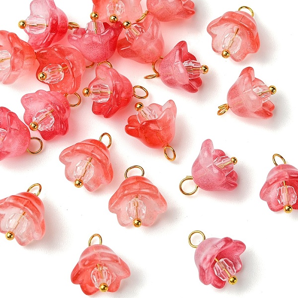 20Pcs Glass Acrylic Flower Pendants
