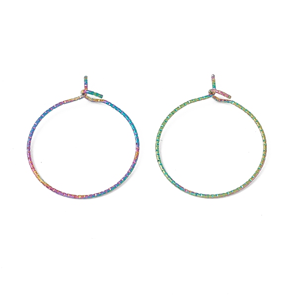 

PandaHall Rainbow Color Ion Plating(IP) 316 Surgical Stainless Steel Hoop Earrings Findings, Wine Glass Charms Rings, 29x25mm, Pin: 0.6mm...