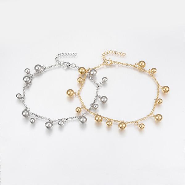 

PandaHall 304 Stainless Steel Anklets, Round, Mixed Color, 9~9-1/2 inch(23~24cm) Stainless Steel Multicolor