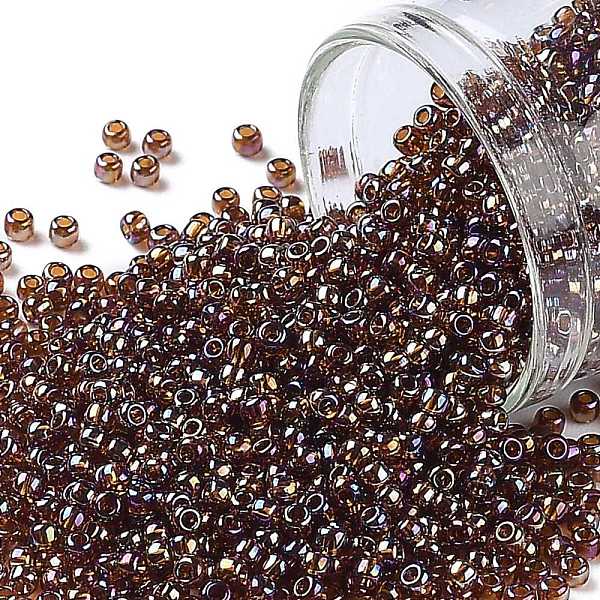 

PandaHall TOHO Round Seed Beads, Japanese Seed Beads, (177) Transparent AB Smoky Topaz, 11/0, 2.2mm, Hole: 0.8mm, about 5555pcs/50g Glass..., Brown