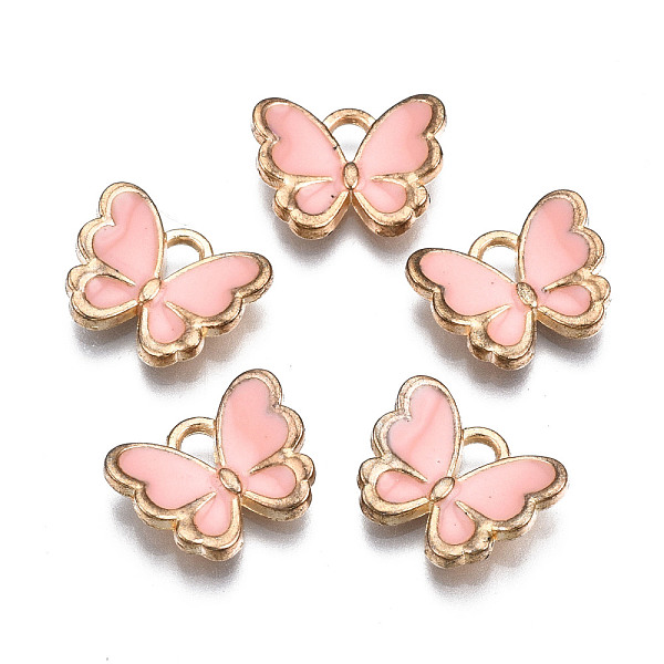 

PandaHall Alloy Enamel Charms, Butterfly, Light Gold, Misty Rose, 10.5x13x3mm, Hole: 2mm Alloy+Enamel Butterfly