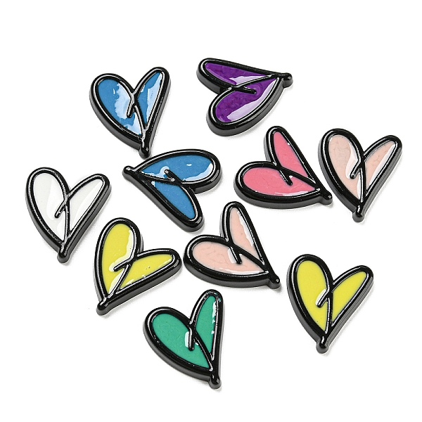 

PandaHall Opaque Resin Cabochons, Heart, Mixed Color, 18x16x3mm Resin Heart