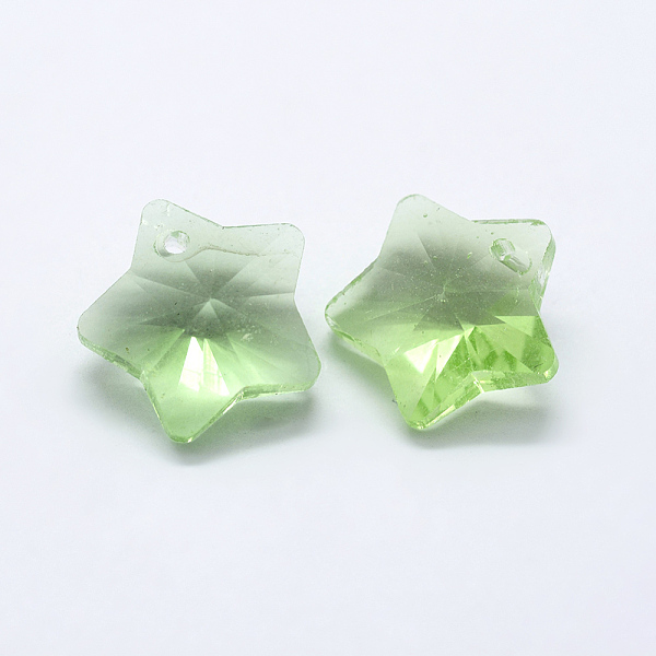 

PandaHall Transparent Glass Pendants, Faceted, Star Charms, Pale Green, 13x13.5x7mm, Hole: 1mm Glass Star Green
