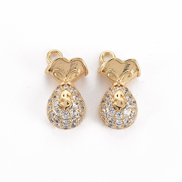 

PandaHall Brass Micro Pave Clear Cubic Zirconia Charms, Nickel Free, Purse, Real 18K Gold Plated, 14.5x7x4mm, Hole: 1.4mm Brass+Cubic...