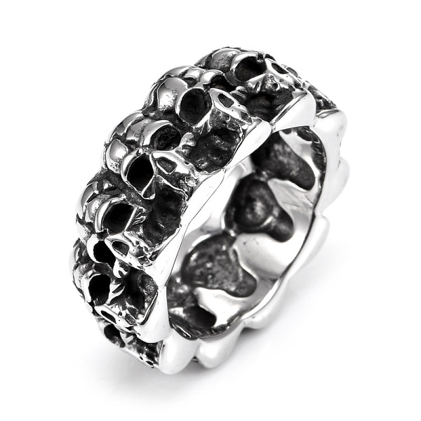 

PandaHall Titanium Steel Finger Rings, Skull, Antique Silver, US Size 12(21.4mm) Titanium Steel Skull