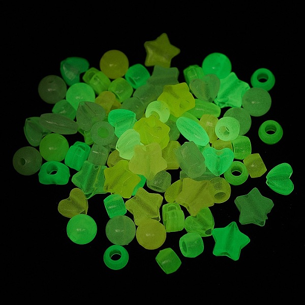 

PandaHall Luminous Transparent Acrylic Beads, Glow in the Dark, Mixed Shapes, Heart/Star/Rondelle, Mixed Color, 8~13x6.5~12x6~10mm, Hole..., Multicolor