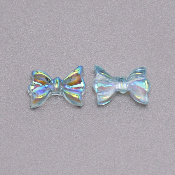

PandaHall Bowknot Resin Cabochons, Nail Art Decoration Accessories, Rainbow Plated, Sky Blue, 7x10x3mm Resin Bowknot