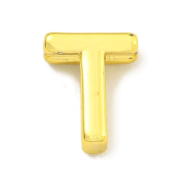 

PandaHall Brass Beads, Real 18K Gold Plated, Letter T, 8x6.8x3mm, Hole: 1.5mm Brass Letter T
