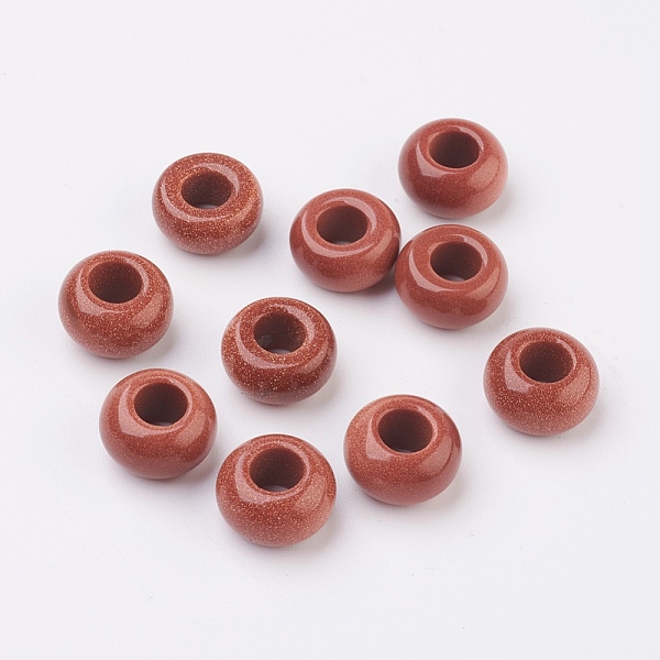 

PandaHall Synthetic Goldstone European Beads, Large Hole Beads, Rondelle, 14x7~8mm, Hole: 6mm Goldstone Rondelle