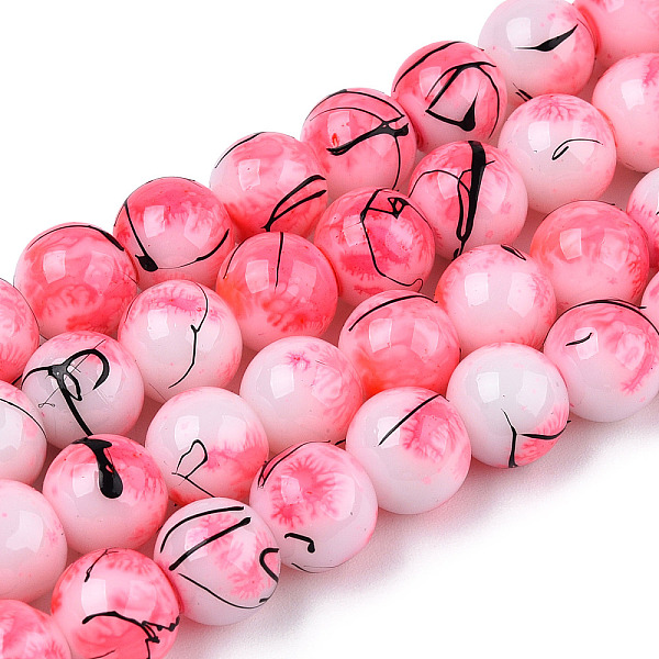 

PandaHall Drawbench & Baking Painted Glass Beads Strands, Round, Salmon, 8mm, Hole: 1mm, about 106pcs/strand, 31.4 inch Glass Round Red