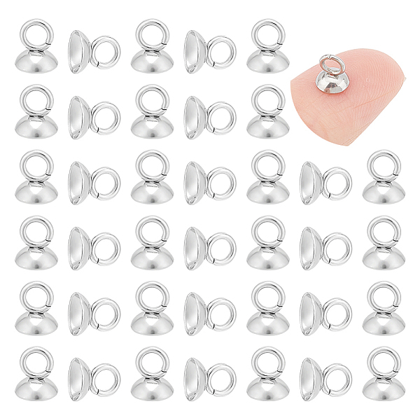

PandaHall UNICRAFTALE 100Pcs 5.5mm Long 201 Stainless Steel Bead Cap Pendant Bails Round Metal Bails Clasps Dangle Charm Bead Pendant...
