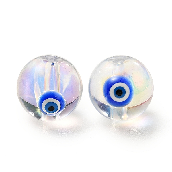 

PandaHall Transparent Glass Beads, with Enamel, Round with Evil Eye Pattern, Blue, 10~10.5x9mm, Hole: 1.6mm Glass Round Blue