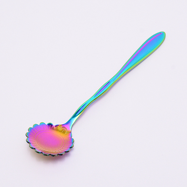 

PandaHall Stainless Steel Sunflower Spoons, with Porcelain Handle, for Tableware Kitchen, Rainbow Color, 125x27.5x8mm Stainless Steel Flower