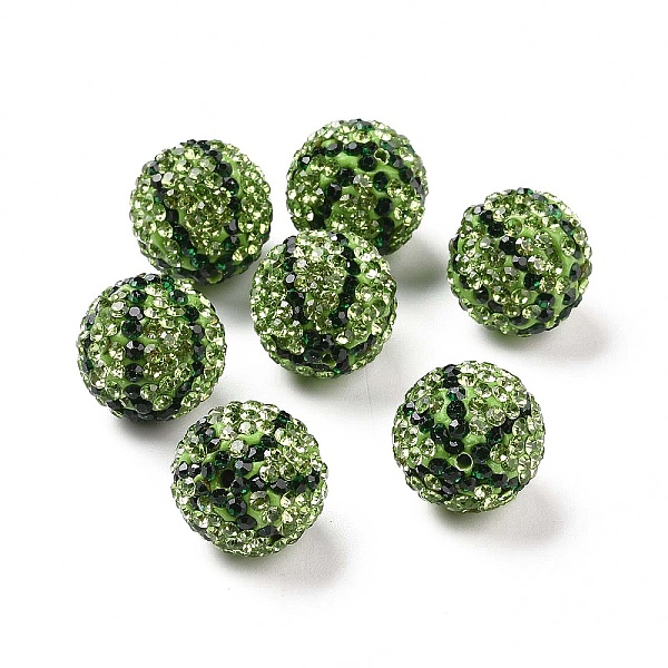 

PandaHall Polymer Clay Rhinestone Beads, Pave Disco Ball Beads, Round, Emerald, 17mm, Hole: 1.6mm Polymer Clay+Glass Rhinestone Round Green