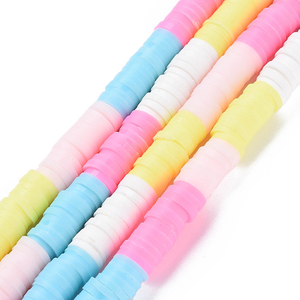 

PandaHall Fixed 5 Color Handmade Polymer Clay Bead Strands, Heishi Beads, Disc/Flat Round, White & Hot Pink & Light Sky Blue & Champagne..., Multicolor