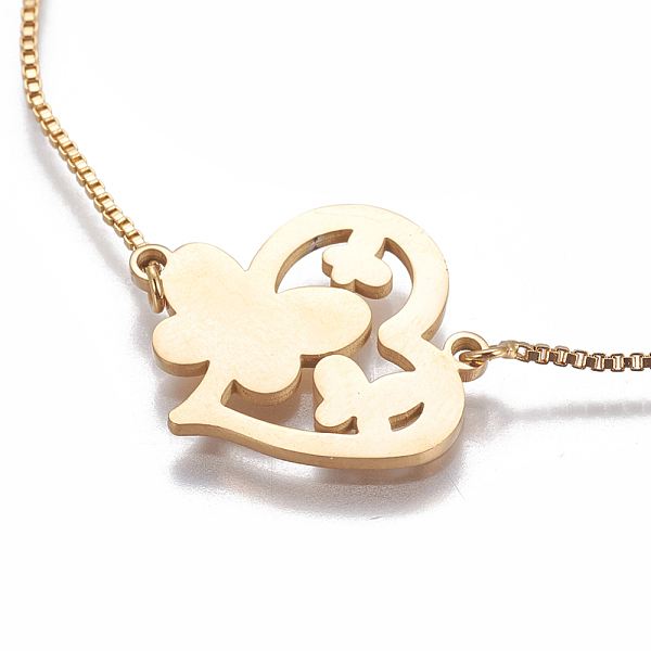 

PandaHall 201 Stainless Steel Slider Bracelets, Box Chains, Heart, Golden, 9-5/8 inch~9-7/8 inch(24.5~25cm), Links: 19.5x22x1.5mm 201...