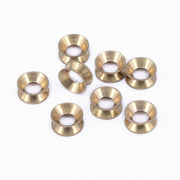 

PandaHall Brass Spacer Beads, Nickel Free, Wheel, Raw(Unplated), 9x4mm, Hole: 4.5mm Brass Ring