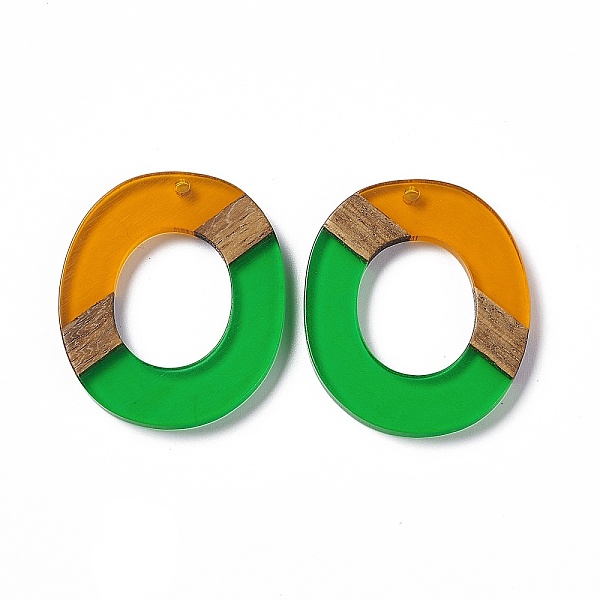 

PandaHall Transparent Resin & Walnut Wood Pendants, Donut Charms, Lime Green, 38x32.5x3.5mm, Hole: 2mm Resin+Wood Donut