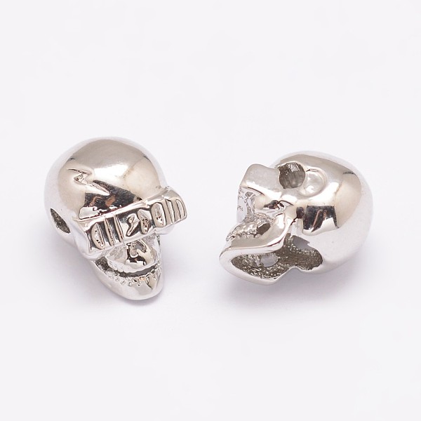 

PandaHall Brass Beads, Cadmium Free & Nickel Free & Lead Free, Skull, Platinum, 12x8.5x9mm, Hole: 2mm Brass Skull