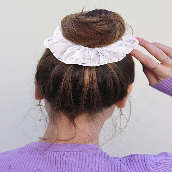 Girl's Checkered Flower Intestine Circle Hair Ties