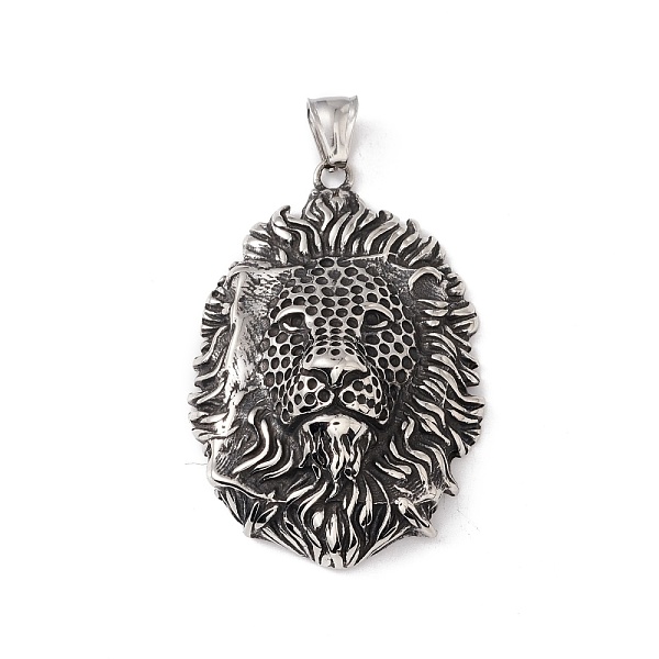 

PandaHall 304 Stainless Steel Big Pendants, Lion Charms, Antique Silver, 54.5x37x13mm, Hole: 8x4mm 304 Stainless Steel Lion