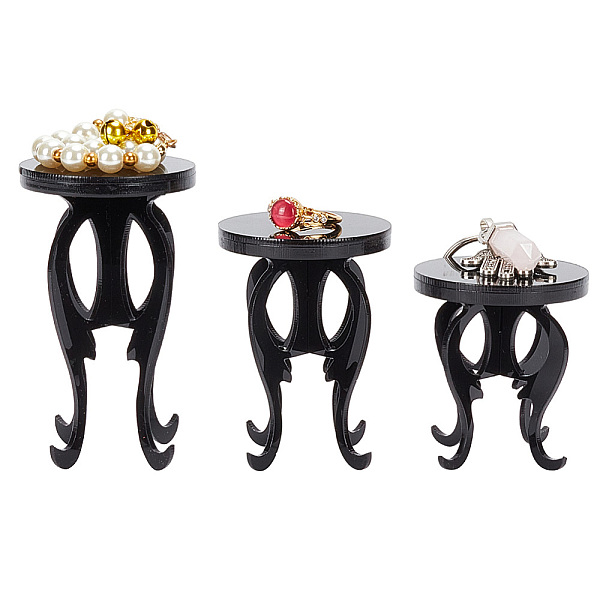 

PandaHall DELORIGIN 3pcs Black Acrylic Display Riser Stool Shape Jewelry Display Stand Watch Display Pedestal Riser Racks fot Jewelry...