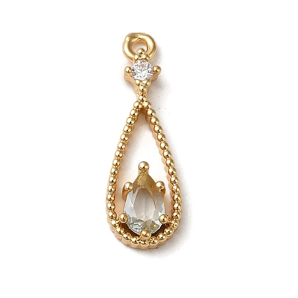 

PandaHall Brass Micro Pave Cubic Zirconia Pendants, Teardrop Charm, Golden, 17.5x6x3mm, Hole: 1mm Brass+Cubic Zirconia Teardrop Clear