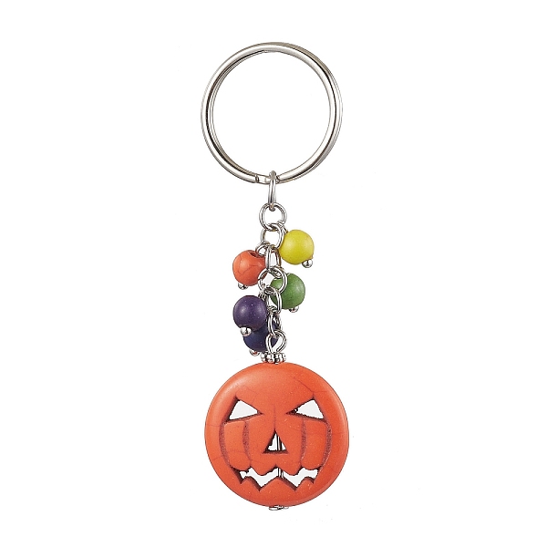 

PandaHall Halloween Synthetic Turquoise Keychains, with Iron Split Key Rings, Pumpkin, Platinum, 7.85cm Synthetic Turquoise Pumpkin