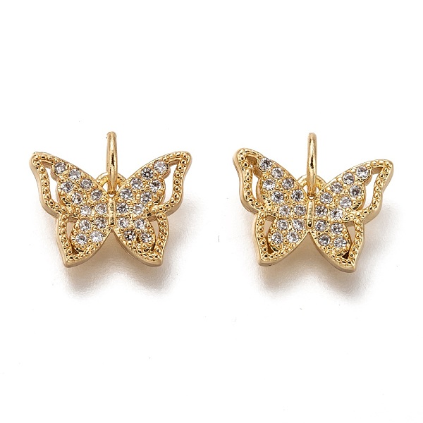 

PandaHall Brass Micro Pave Clear Cubic Zirconia Charms, Cadmium Free & Lead Free, Long-Lasting Plated, Butterfly, Golden, 9x13x2mm, Hole...