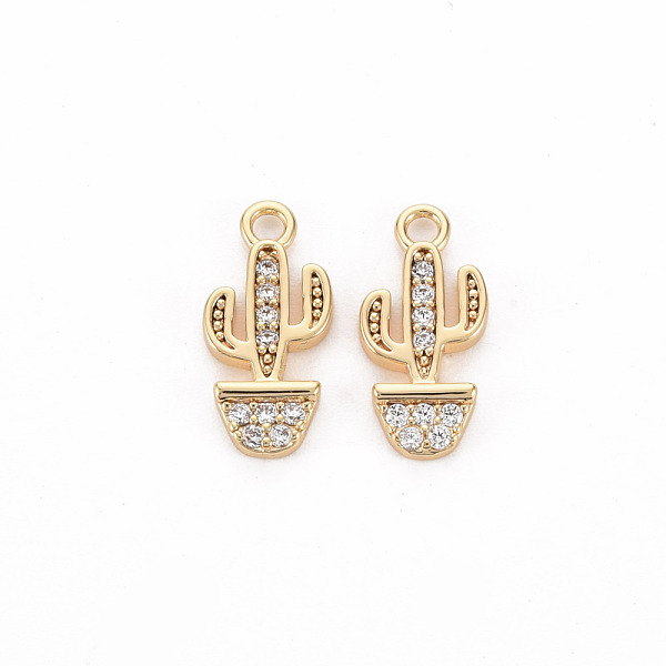 

PandaHall Brass Micro Pave Clear Cubic Zirconia Charms, Nickel Free, Cactus, Real 18K Gold Plated, 13.5x6x1.5mm, Hole: 1.5mm Brass+Cubic...