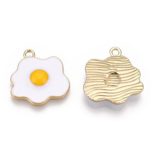 

PandaHall Alloy Pendants, with Enamel, Cadmium Free & Lead Free, Light Gold, Poached Egg, White, 19.5x19x3mm, Hole: 2mm Alloy+Enamel Food...