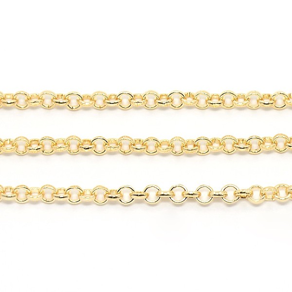 

PandaHall Iron Rolo Chains, Belcher Chain, Unwelded, Light Gold, 4x1mm Iron