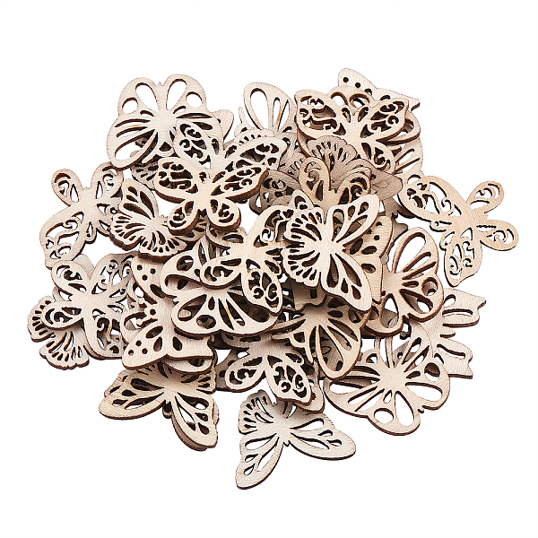 

PandaHall Unfinished Wood Piece Decorations, DIY Craft Supplies, Butterfly, Antique White, 2.3~2.7x3.1~3.2x0.25cm Wood