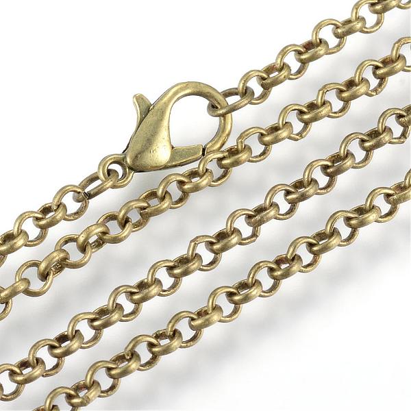 

PandaHall Iron Rolo Chains Necklace Making, with Lobster Clasps, Soldered, Antique Bronze, 29.5 inch(75cm) Iron